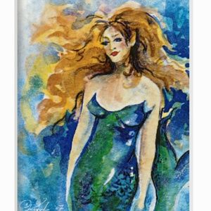 Mermaid Print in Mat from original painting by Kathy Morton Stanion - Azari